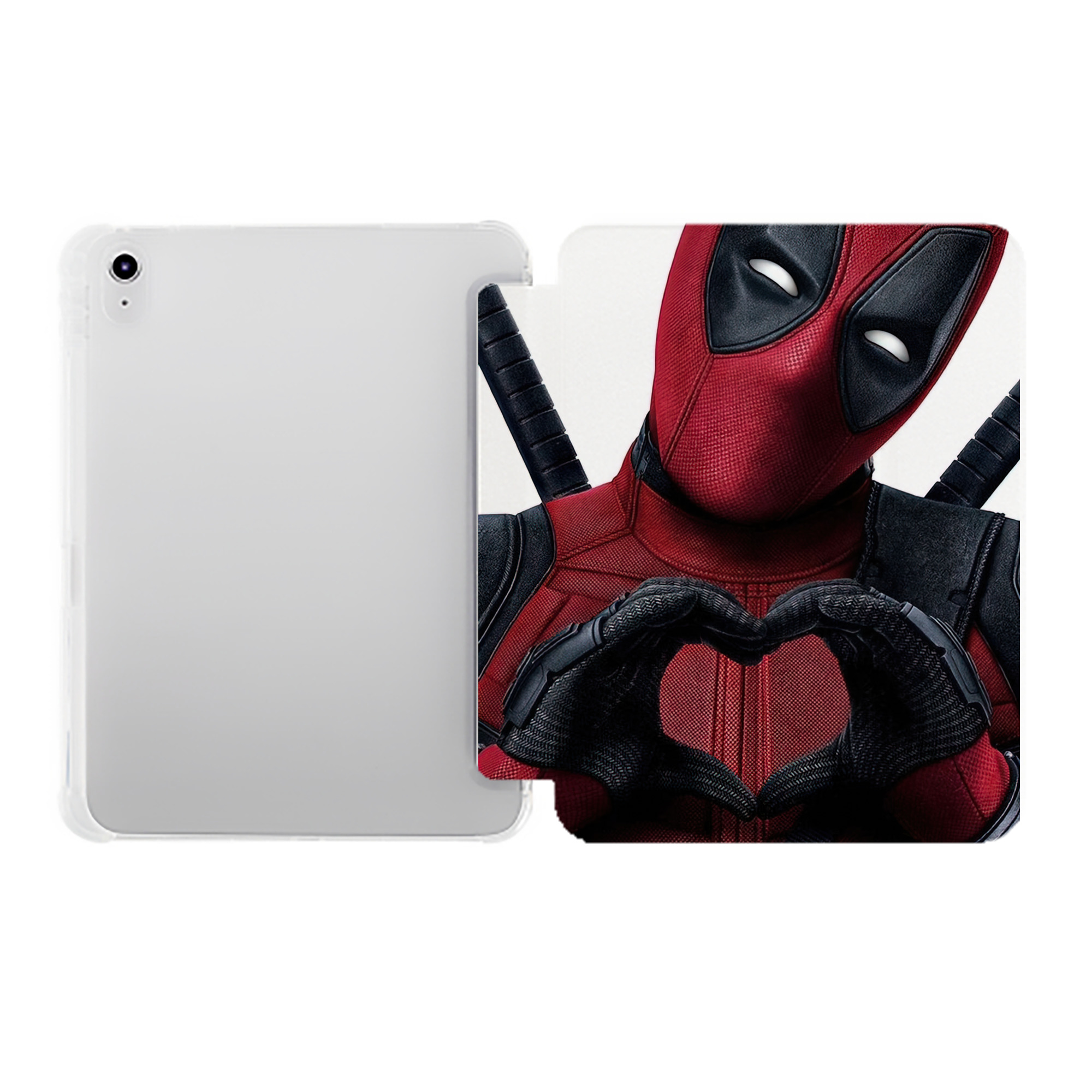 （画像用） Deadpool デッドプール IPad ケース ペン収納付き 三つ折りスタンド PUレザー×シリコン 対応機種9.5/10.5/10.9インチ